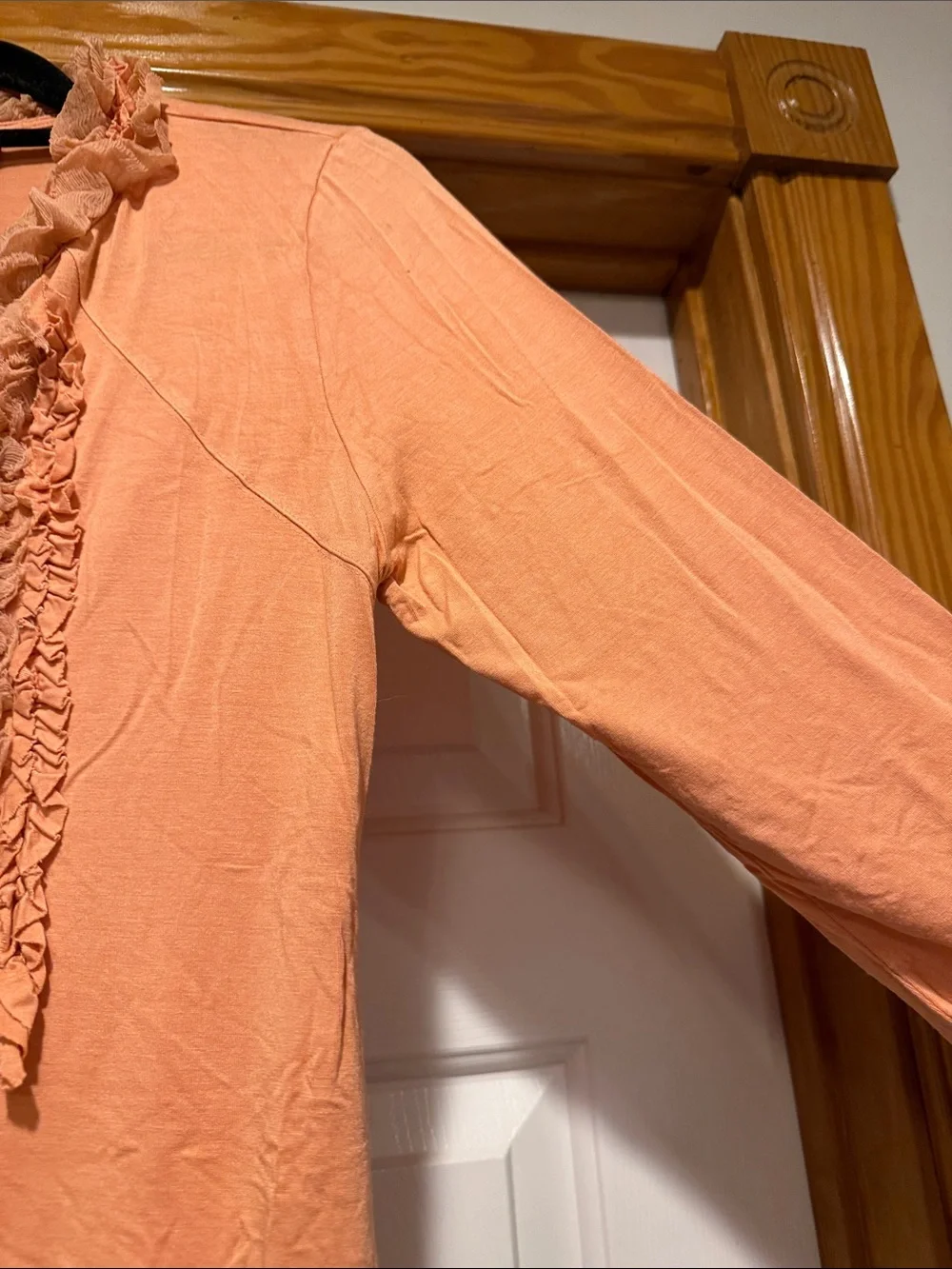 Karen Kane Peach Ruffle V-Neck Tunic